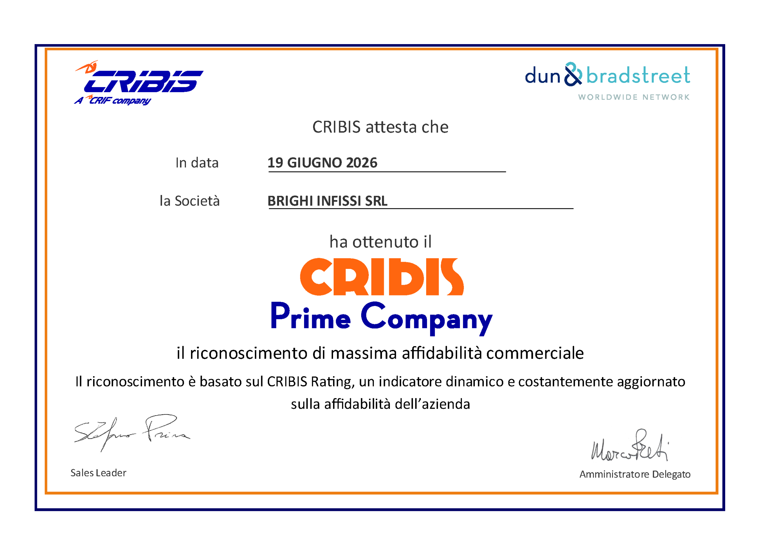 BRIGHI INFISSI SRL credit passport2026