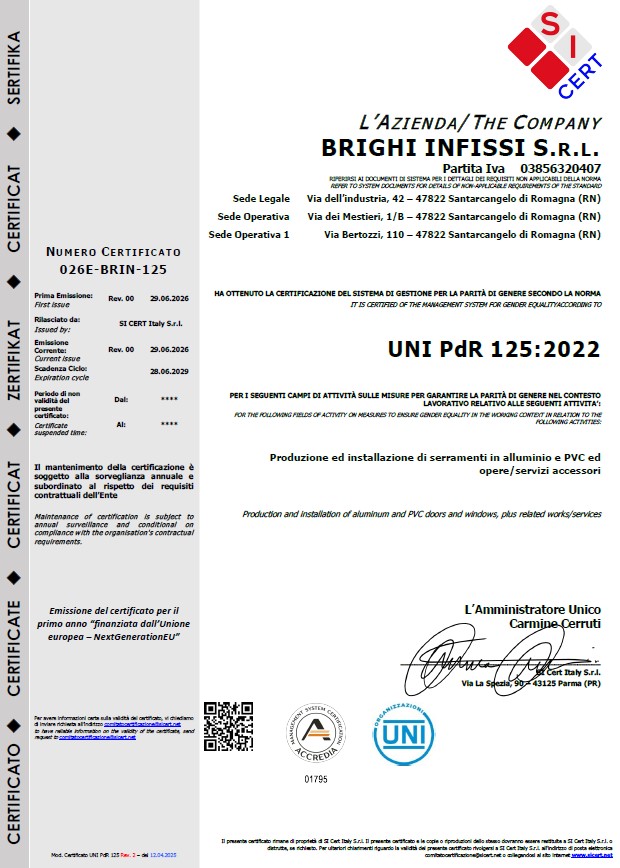 certificato parità genere
